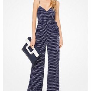 Michael Korrs Blue Polka Dot Jumpsuit